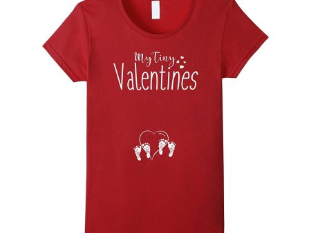 Women s My Tiny VALENTINES Twins Mom Pregnancy T Shirt Cheap