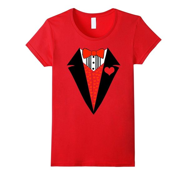 Valentine s Day Shirt For Boys Hearts Tuxedo Bow Tie Tee Supply