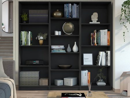 York Black 3 Piece Living Room Set with 3 Bookcases Hot on Sale