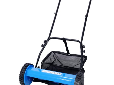 14-Inch 5-Blade Push Reel Lawn Mower with Grass Catcher, BLUE COLOR Cheap