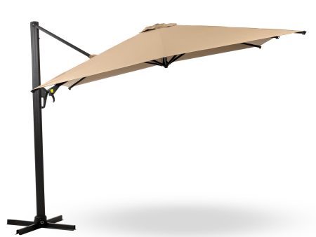 10 FT Cantilever Patio Umbrella with 360° Rotation & Tilt Adjustment, Square Outdoor Offset Umbrella with Aluminum Pole without base- Khaki Online Hot Sale