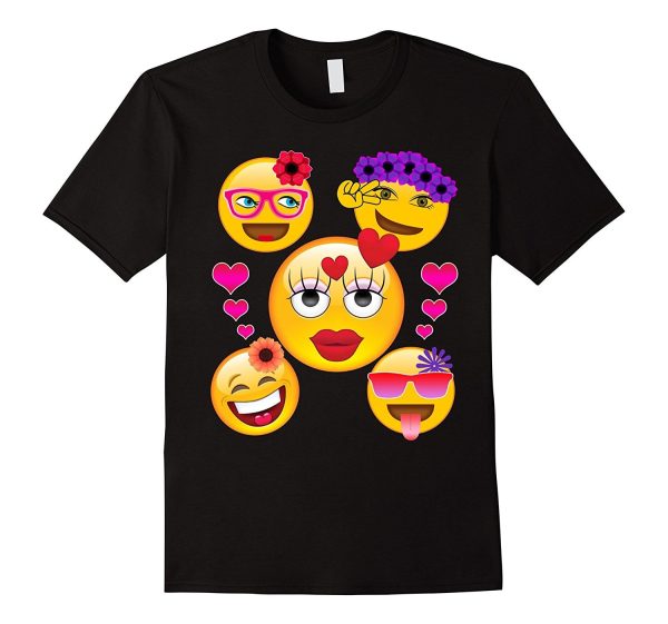 Valentine s Day Cool Emoji T-Shirt for Girls and Women Online Hot Sale