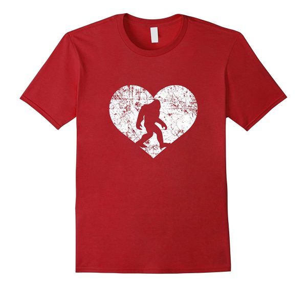 I Love Bigfoot Shirt  Funny Cute Sasquatch Yeti Heart Gift Discount