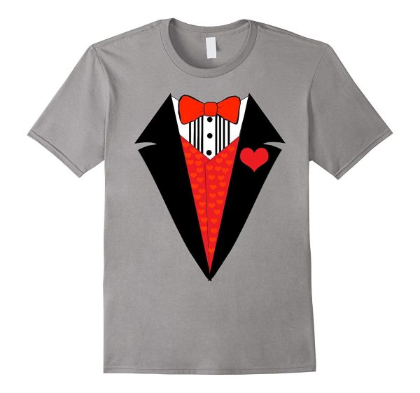 Valentine s Day Shirt For Boys Hearts Tuxedo Bow Tie Tee Supply