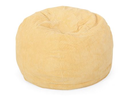 Zarate 3 Foot Corduroy Rounded Bean Bag, Mustard Yellow Hot on Sale