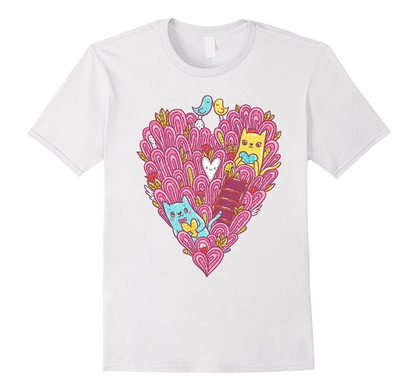 Valentines Day Shirt For Women Girls Love cats Heart Fashion