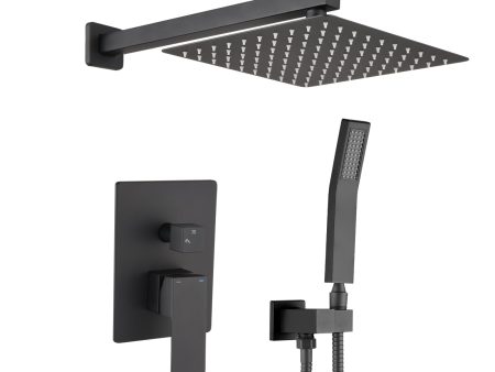 12  Matte Black Wall-Mounted Rainfall Shower System with Handheld Shower Discount