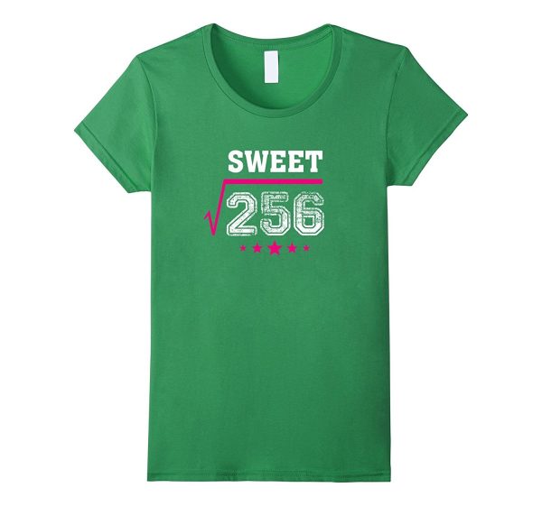 Square Root of 256 Sweet 16 Years Old 16th Birthday T-Shirt Hot on Sale