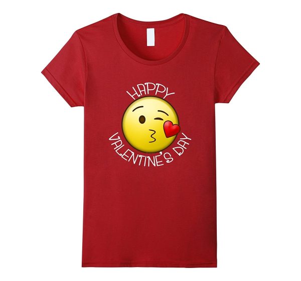 Cute Blow Kiss Heart Emoji Wink Happy Valentines Day T-Shirt Online Hot Sale