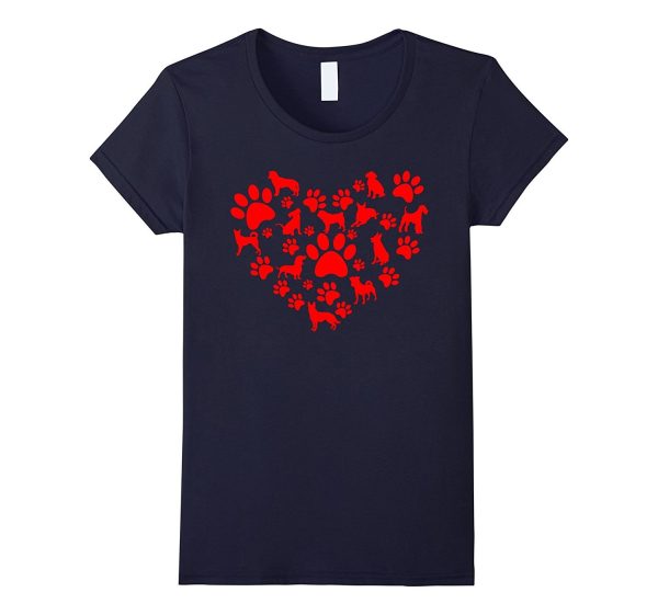 Dog Paw Heart Valentine Tshirt Hot on Sale