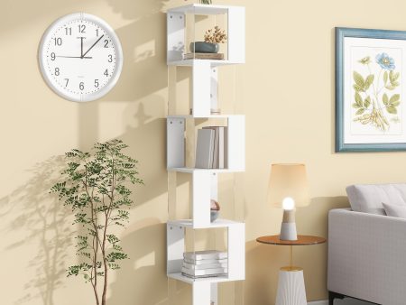 6 tier Rotating Bookshelf, Floor Rack Simple Bookcase  with Acrylic plate Student Multi-Function Creative Bookshelf for Living Room For Sale