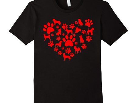 Dog Paw Heart Valentine Tshirt Hot on Sale