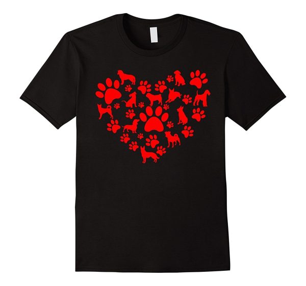 Dog Paw Heart Valentine Tshirt Hot on Sale