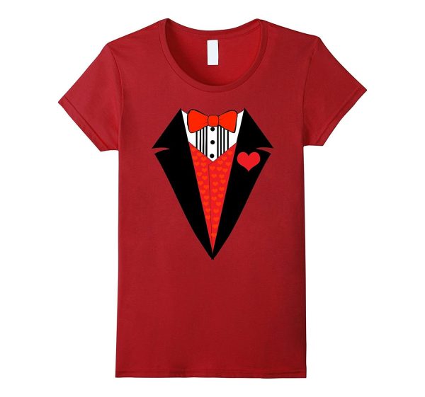 Valentine s Day Shirt For Boys Hearts Tuxedo Bow Tie Tee Supply