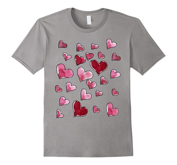 Watercolor Love shirt Valentine s Day Hearts t-shirt For Cheap