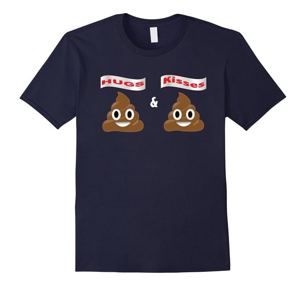 Valentine s Day Shirt Poop Emoji Hugs and Kisses Kids Couple on Sale