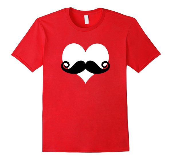 Mustache Heart Valentines Day T-Shirt on Sale