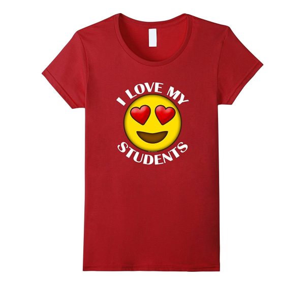 Teacher Emoji Hearts Love My Students Valentines Day T-Shirt Supply