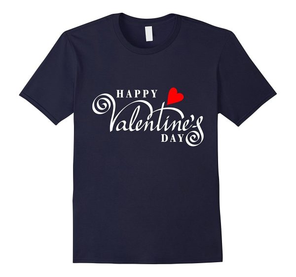 Happy Valentine s Day T-shirt with Cool Cursive Font & Heart Cheap