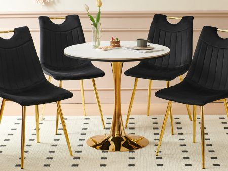 1+4,5pieces dining set, Table metal leg Mid-century Dining Table for 4-6 people With Mdf Table Top, Pedestal Dining Table, End Table Leisure Coffee Table Online Hot Sale