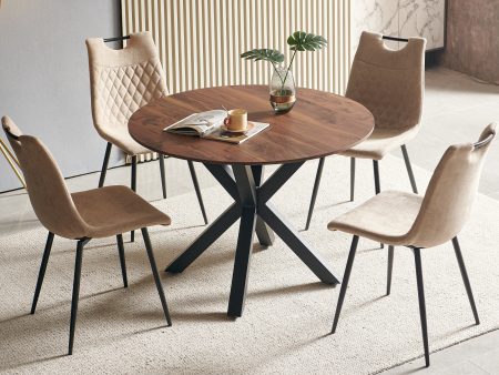 1+4,5pieces dining set, Table metal leg Mid-century Dining Table for 4-6 people With Mdf Table Top, Pedestal Dining Table, End Table Leisure Coffee Table For Discount