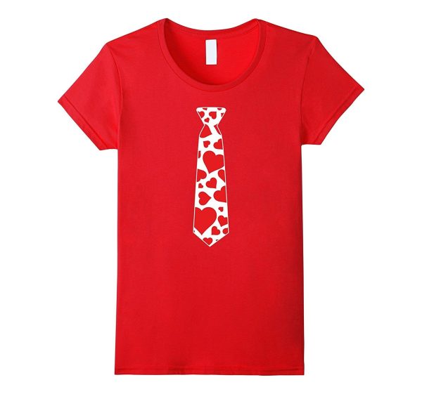 Valentine s Day Hearts Neck Tie T-Shirt For Kids & Adults Online Sale