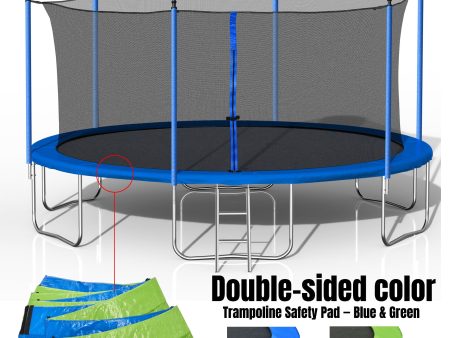 14FT Trampoline for Adults & Kids with Basketball Hoop, Outdoor Trampolines w Ladder and Safety Enclosure Net for Kids and Adults,Double-side Color cover Online Hot Sale