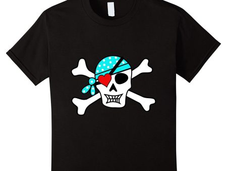 Kids Boy s Valentines Day T Shirt Pirate Skull Heart Patch Fashion