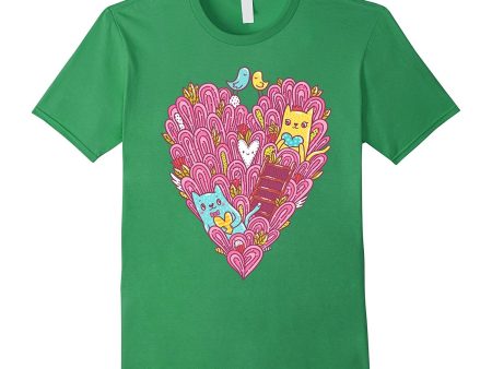 Valentines Day Shirt For Women Girls Love cats Heart Fashion