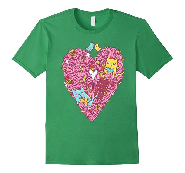 Valentines Day Shirt For Women Girls Love cats Heart Fashion