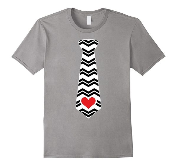 Valentines Day Heart Necktie T-Shirt For Kids & Adults For Cheap