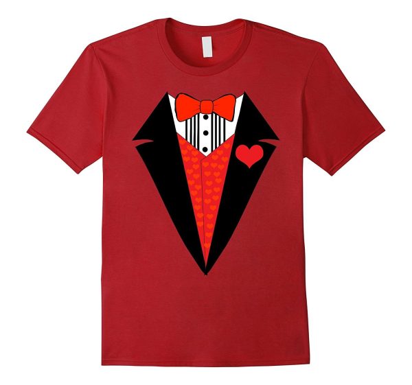 Valentine s Day Shirt For Boys Hearts Tuxedo Bow Tie Tee Supply