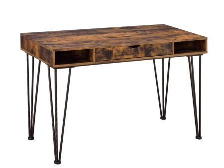 1-drawer Writing Desk in Antique Nutmeg and Dark Bronze For Discount