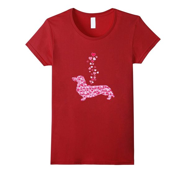 Dachshund Heart T-Shirt Beautiful Artistic Valentine Gift on Sale