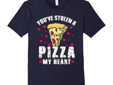 Funny Pizza Valentines Day Shirt Stolen Heart Food Cute Online now