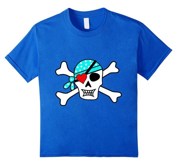 Kids Boy s Valentines Day T Shirt Pirate Skull Heart Patch Fashion