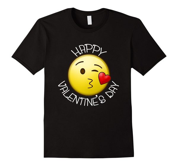 Cute Blow Kiss Heart Emoji Wink Happy Valentines Day T-Shirt Online Hot Sale