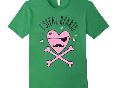 Kids Valentine s Day Funny Shirt - I Steal Hearts Pirate Tee Cheap