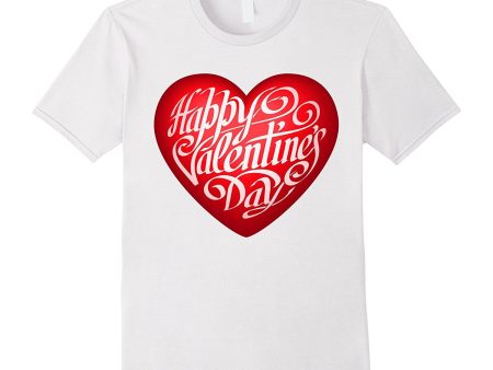 Happy Valentine s Day T-shirt with Big Heart for February 14 Hot on Sale