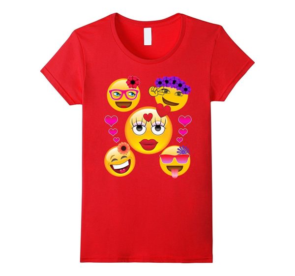 Valentine s Day Cool Emoji T-Shirt for Girls and Women Online Hot Sale