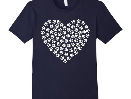 Romantic Valentine s Day T-shirt with Paw Prints Online Hot Sale