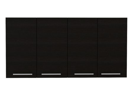 120 Wall Cabinet, Four Doors, Two Cabinets, Two Shelves -Black Discount