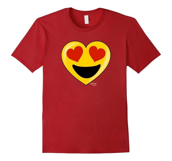 Emoji Heart Valentine s Day Shirt Heart Eyes Big Smile Kids Discount