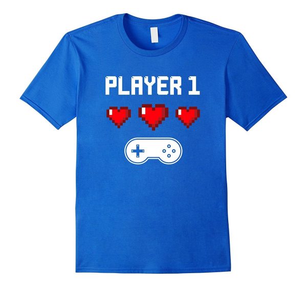 Player 1 T-shirt | Video Game Couples Shirt | Pixel Heart Sale