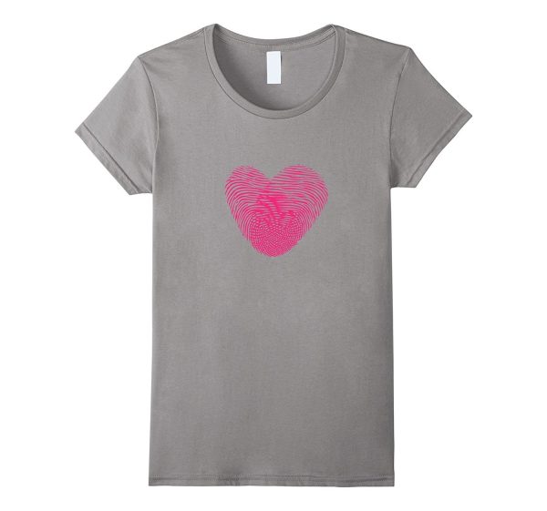 Fingerprint Pink Heart Valentines day T-Shirt Online Hot Sale