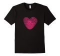 Fingerprint Pink Heart Valentines day T-Shirt Online Hot Sale