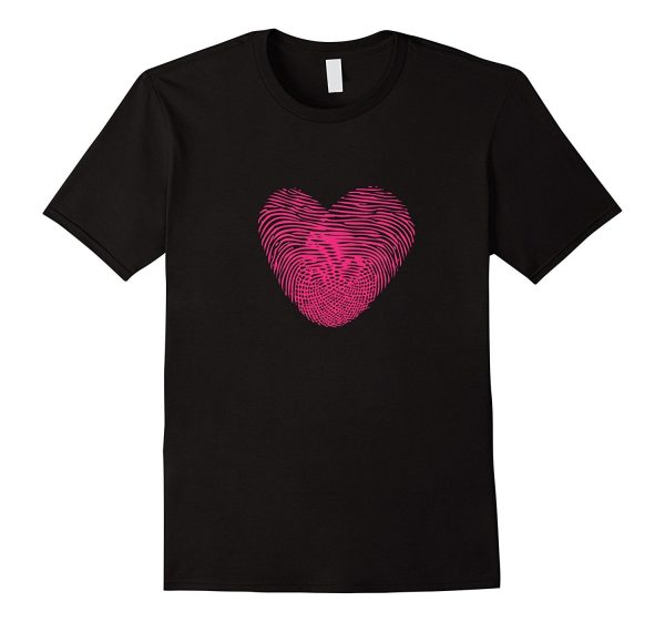 Fingerprint Pink Heart Valentines day T-Shirt Online Hot Sale