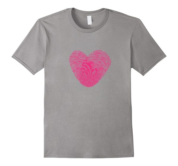 Fingerprint Pink Heart Valentines day T-Shirt Online Hot Sale