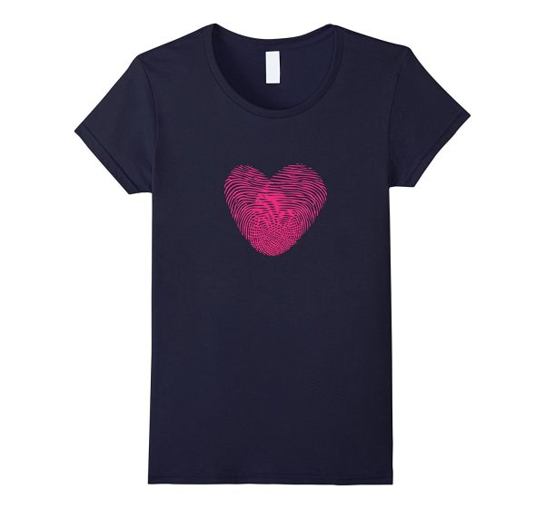 Fingerprint Pink Heart Valentines day T-Shirt Online Hot Sale