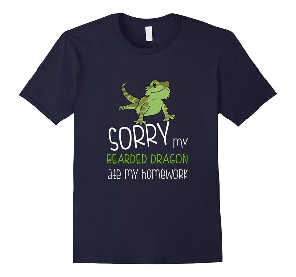 FUNNY BEARDED DRAGON T-SHIRT ATE HOMEWORK Student School For Discount